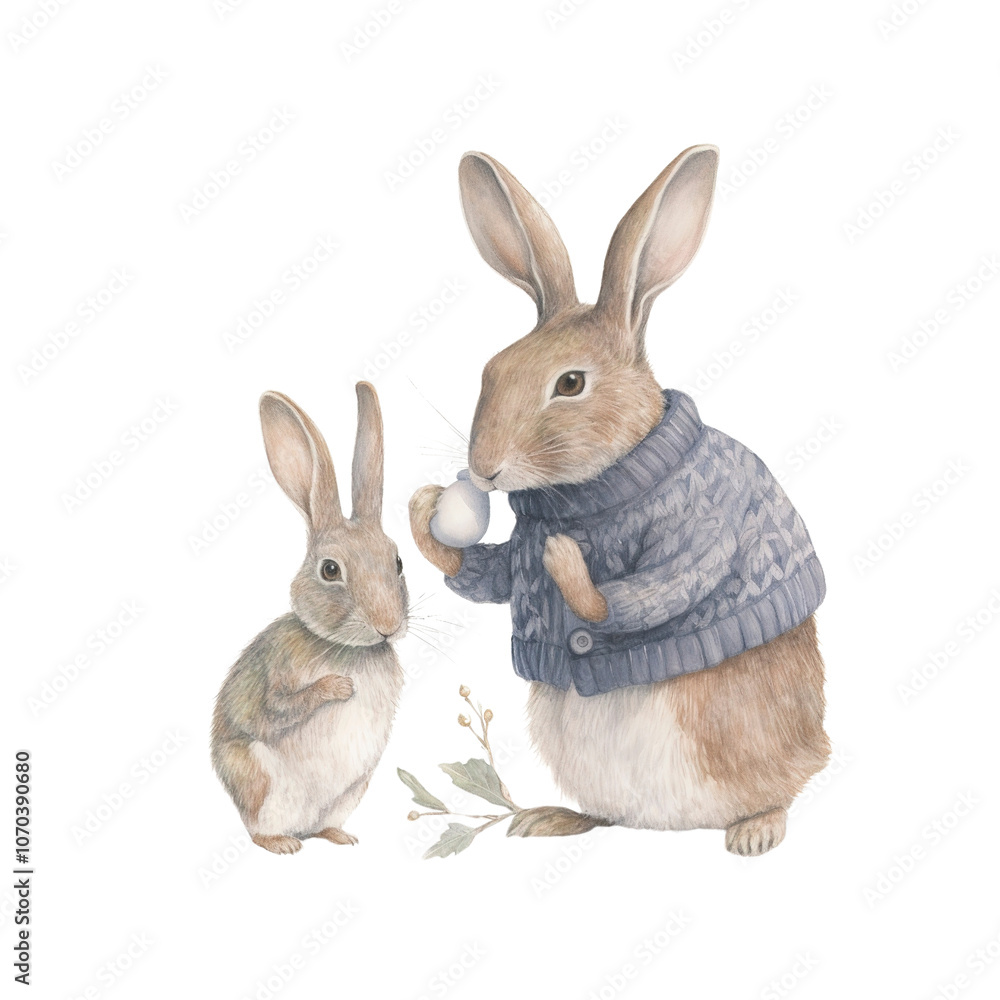 Fototapeta premium Two Cute Bunnies in a Winter Wonderland