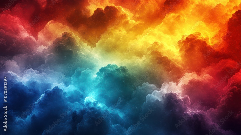 Abstract fiery and stormy clouds in blue, red, orange and yellow hues. Abstract fiery and stormy clouds in blue, red, orange and yellow hues.