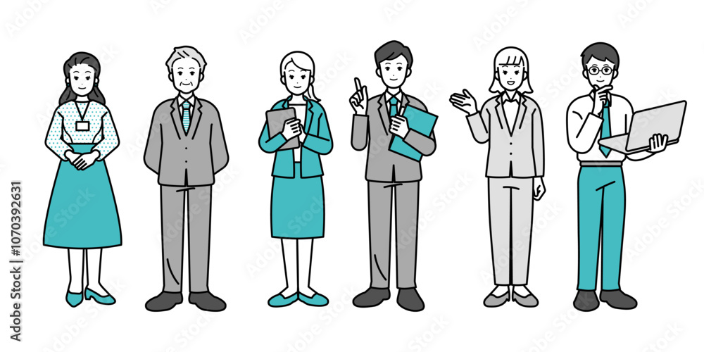 Business person full body figure male and female illustration.
Business person full body figure male and female illustration.