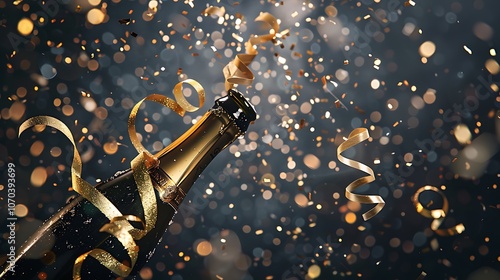 Celebrate special moments by opening a bottle of sparkling champagne with joyful confetti and festive ribbons
