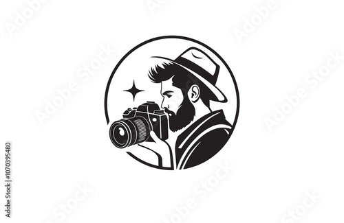 fashionable camera silhouette vector logo illustration outline
