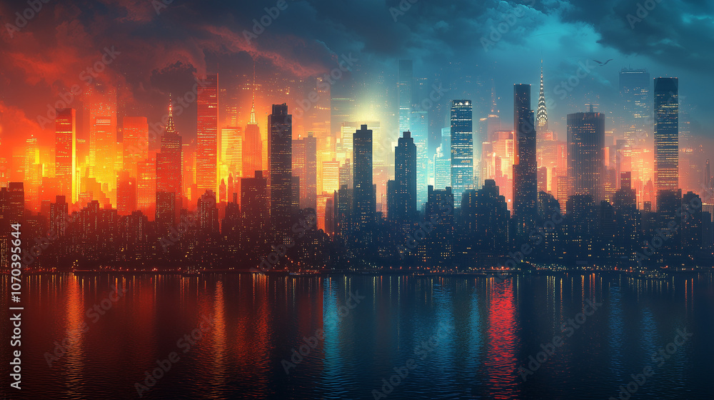 Fototapeta premium sunset over the city