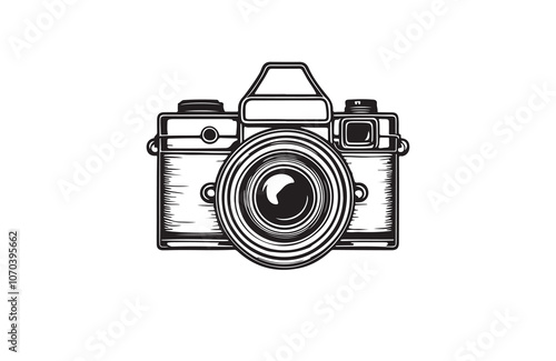 Old camera silhouette vector logo illustration outline
