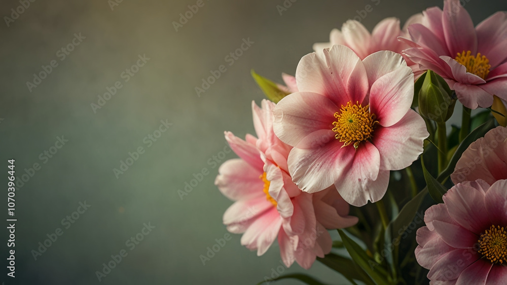 Beautiful Pink Flowers Against Soft Blurred Background Beautiful Pink Flowers Against Soft Blurred Background