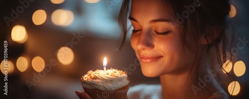 Woman Holding Cupcake with ...