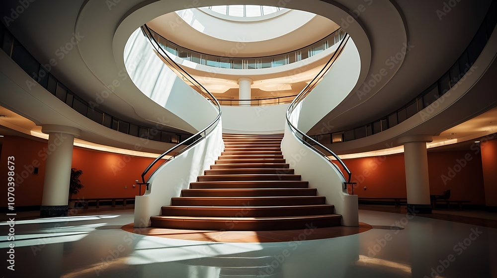 Fototapeta premium Stylish Contemporary Staircase with Sleek Design and Modern Finish 