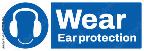 ISO mandatory safety signs text variation_wear ear protection_landscape size 1/2 a4,a3,a2,a1
