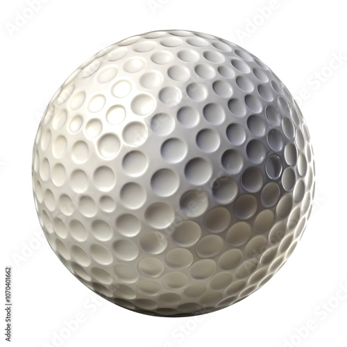 White Golf Ball with Dimple Texture Isolated on White Background, a close up of a golf ball