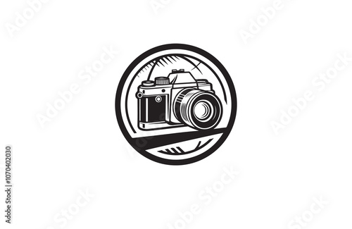 Old camera silhouette vector logo illustration outline

