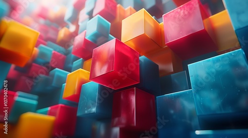Explore the vibrant world of colorful cubes and their dynamic arrangement in abstract art