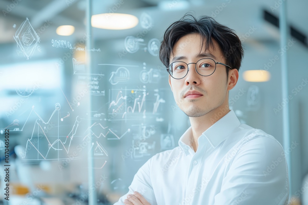 Young Entrepreneur Analyzing Business Strategies Young Entrepreneur Analyzing Business Strategies