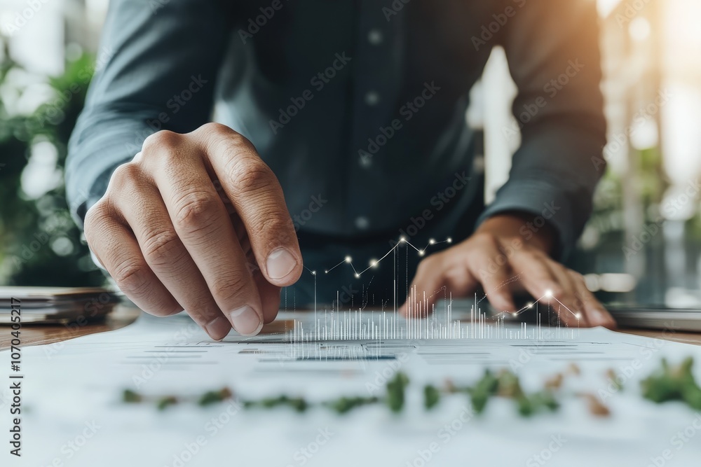 Strategic Mind: Analyzing Growth Charts on Interactive Desk. Data-driven decisions for success. Strategic Mind: Analyzing Growth Charts on Interactive Desk. Data-driven decisions for success.