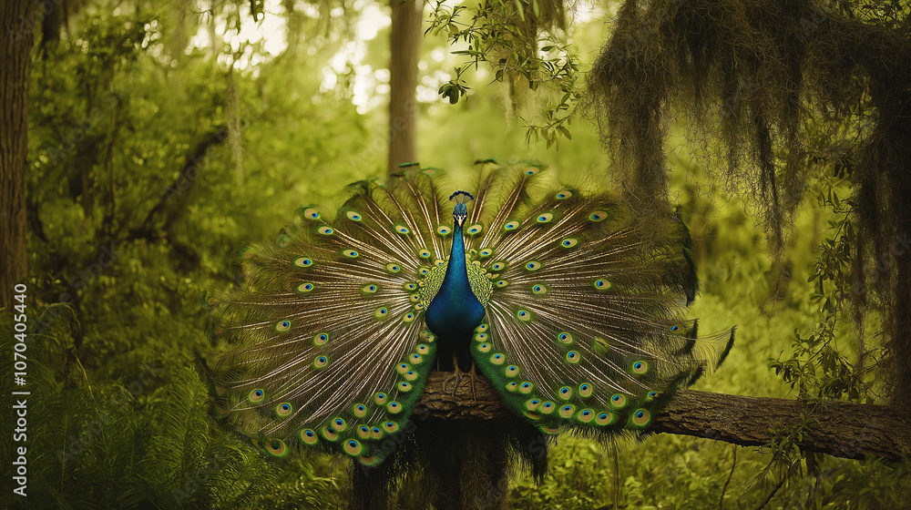 Obraz premium a peacock in a forest location