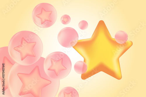 Cute gold 3D star icon with glowing texture, best seller or great quality icon. Competition, winner, customer icon isolated vector illustration