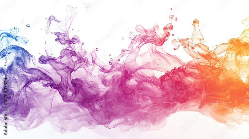 Fototapeta premium Abstract colorful smoke design on a white background.