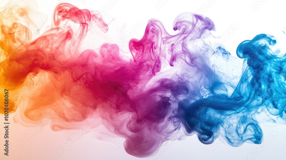 Abstract colorful smoke swirls on a white background. Abstract colorful smoke swirls on a white background.