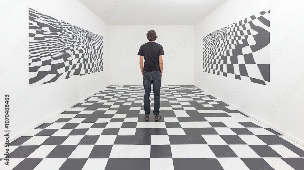 Psychedelic Checkered Floor Wall Art Installation Psychedelic Checkered Floor Wall Art Installation