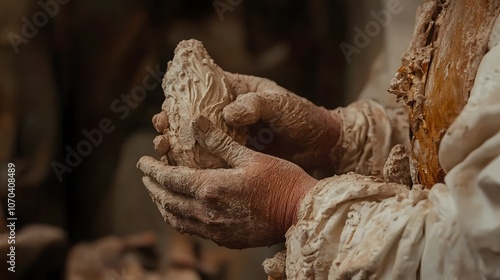 Artist’s Hands Working on a Sculpture | Creative Process, Art Studio, Sculpting Craft, Hands-on Art, Fine Arts, Artistic Expression