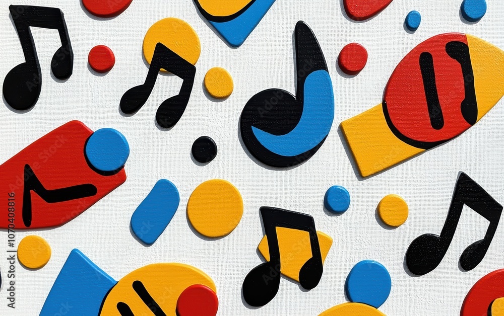 Colorful music notes scattered across a vibrant abstract canvas representing harmony rhythm and creative flow Colorful music notes scattered across a vibrant abstract canvas representing harmony rhythm and creative flow