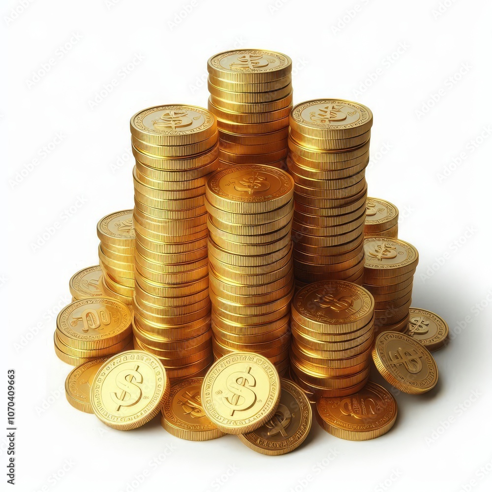 Pile of gold coins isolated on white background. PNG transparent.
Pile of gold coins isolated on white background. PNG transparent.