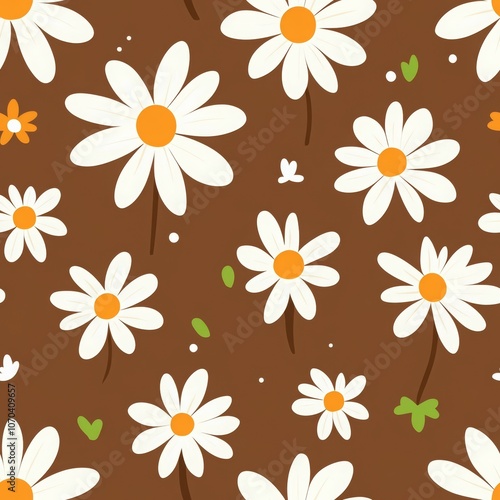 Simple Vector Graphic of Daisies on Brown Background