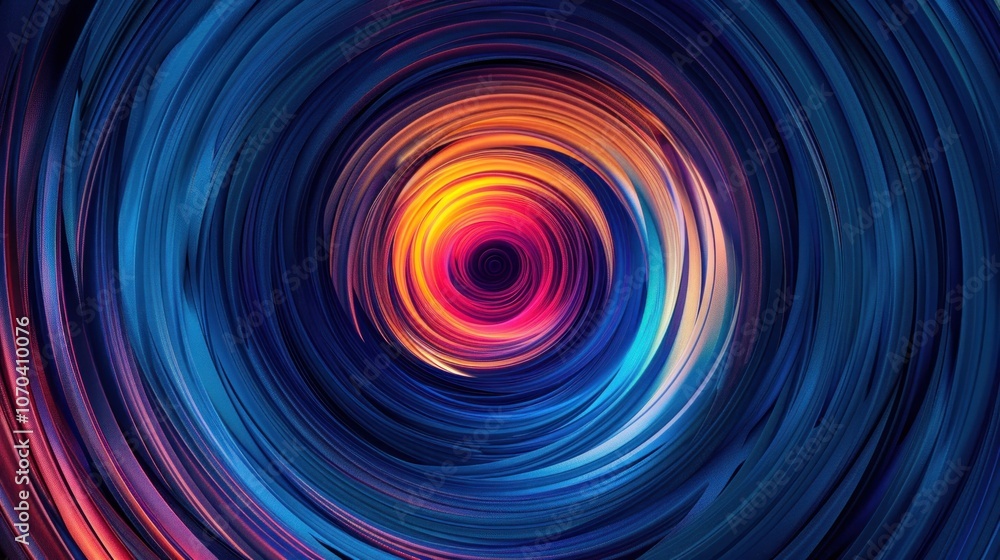 Obraz premium Abstract 3d colored circular lines on dark blue background