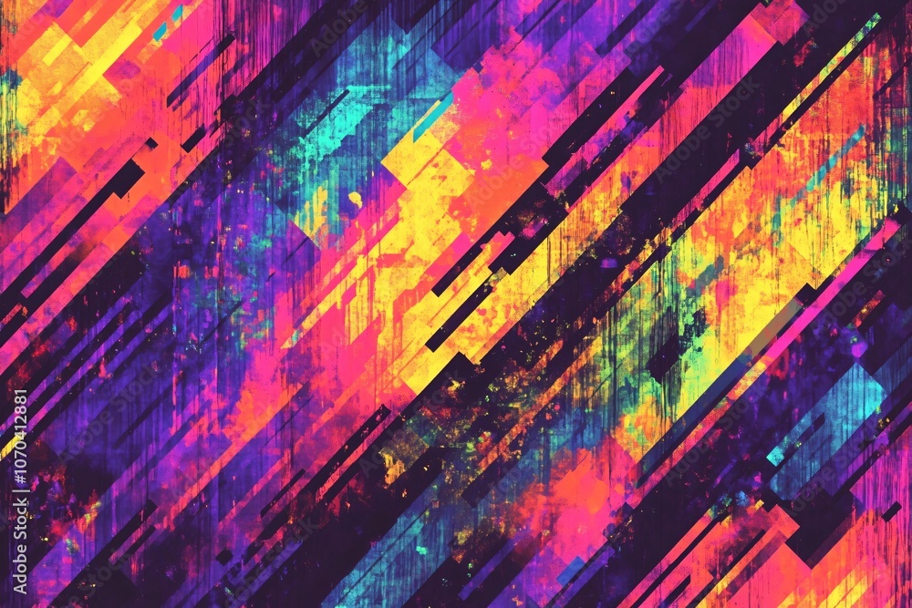 Obraz premium Vibrant Abstract Pixelated Background with Glitch Effects