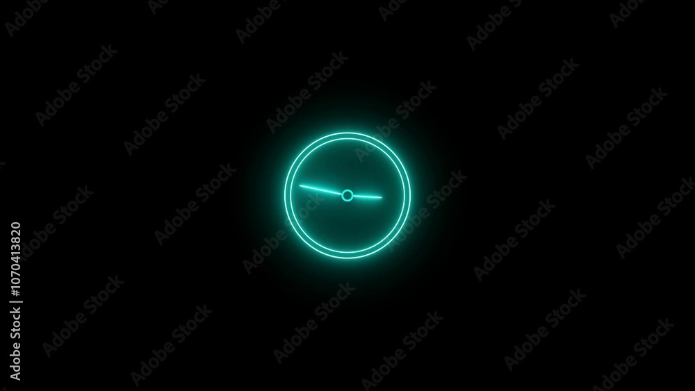 neon watch icon. watch timer, Glowing neon clock icon , tow circle, various color on black background neon watch icon. watch timer, Glowing neon clock icon , tow circle, various color on black background