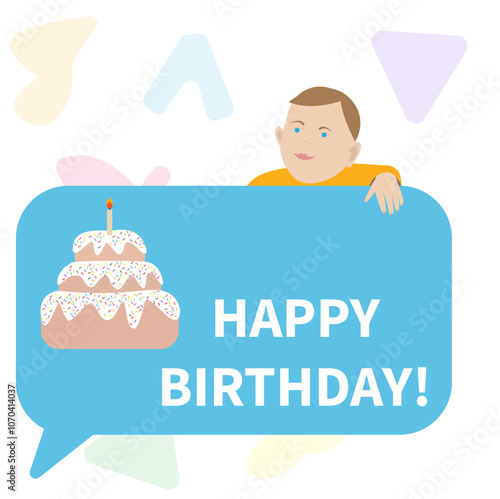 Vector template under photo with place for birthday text