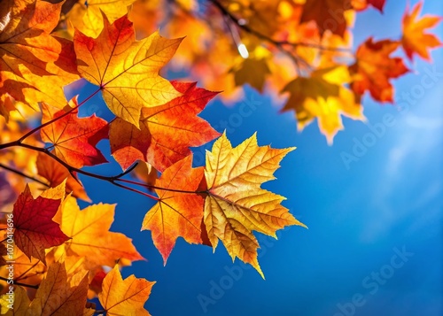 Wallpaper Mural Autumn Leaves Abstract Blue Sky Minimalist AI Art Torontodigital.ca