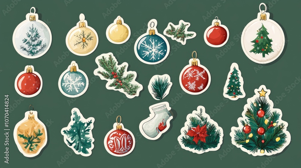Design for sticker christmas illustration, Collection of Christmas Design for sticker christmas illustration, Collection of Christmas