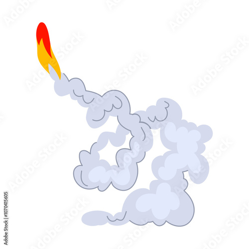 launch rocket smoke trail cartoon. propulsion fire, speed exhaust, plume trajectory launch rocket smoke trail sign. isolated symbol vector illustration