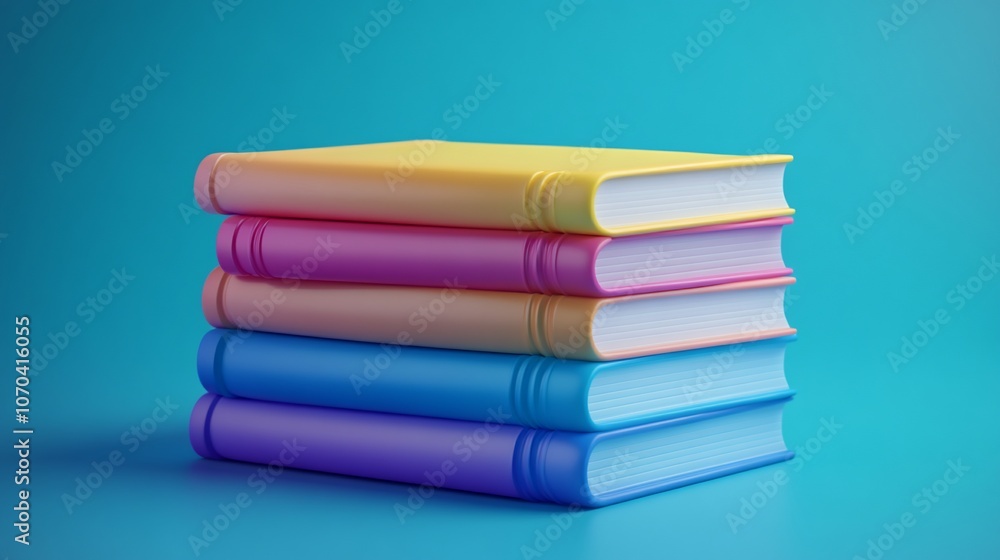 Stack of colorful books on blue background. Stack of colorful books on blue background.