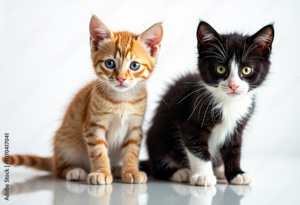 Two kittens on a white background Two kittens on a white background