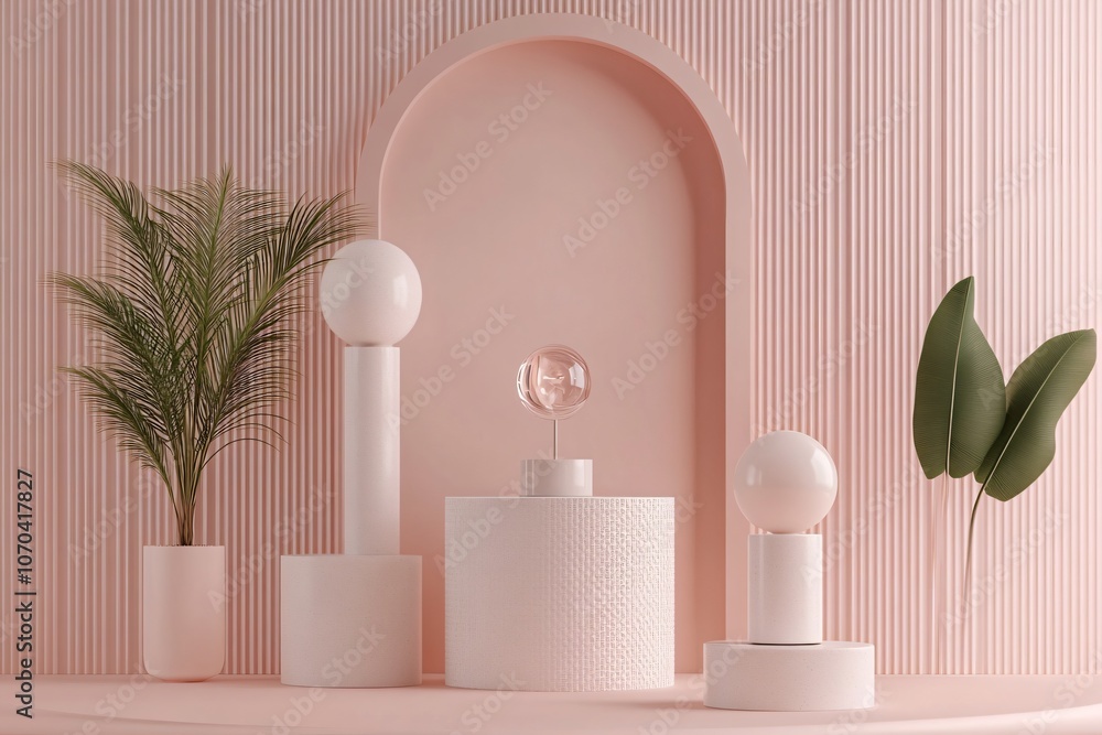 Soft Pastel Geometric Arrangement with Natural Elements Soft Pastel Geometric Arrangement with Natural Elements