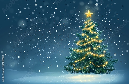 Wallpaper Mural Christmas tree with lights on a blurred background, a Christmas card template. Torontodigital.ca