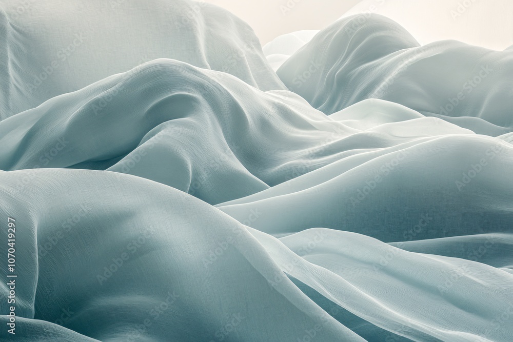 Obraz premium Soft Teal Flowing Waves and Patterns in Light