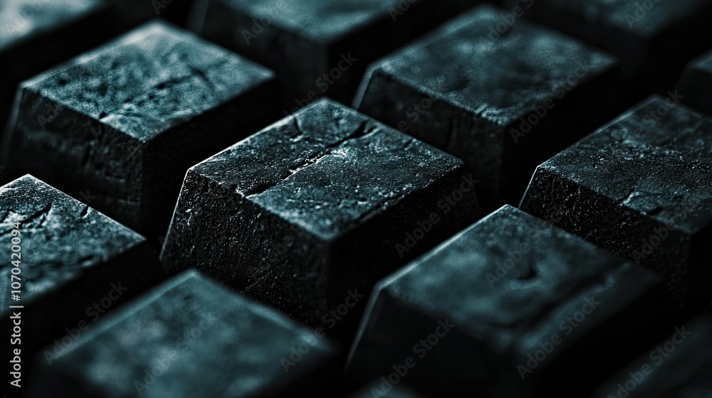 Abstract pattern of dark grey textured cubes. Abstract pattern of dark grey textured cubes.