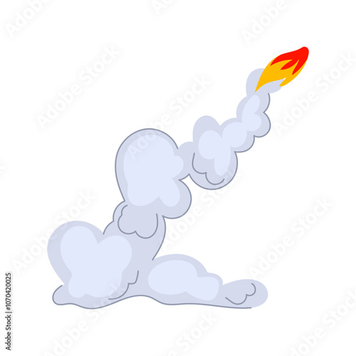plume rocket smoke trail cartoon. trajectory boost, energy thrust, science technology plume rocket smoke trail sign. isolated symbol vector illustration