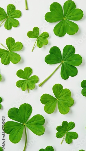 Shamrock image featuring vibrant green plants against a crisp white backdrop