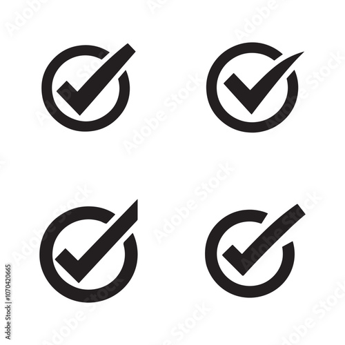 check mark icon set. Tick symbol in green color, vector illustration. Success symbol for website computer and mobile vector