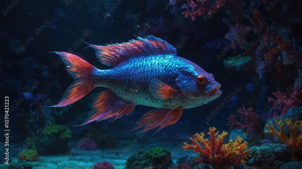 The ubiquitous presence of plastic pollution in our oceans is demonstrated by this close-up image of a fish swimming amid a cloud of microplastics. The ubiquitous presence of plastic pollution in our oceans is demonstrated by this close-up image of a fish swimming amid a cloud of microplastics.