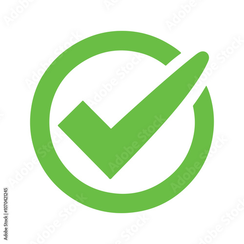 Green check mark icon. Tick symbol in green color, vector illustration. Success symbol for website computer and mobile vector