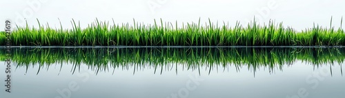 Wallpaper Mural Vertical rice plants reflected in calm water, surreal and symmetrical Torontodigital.ca