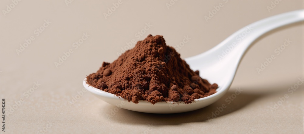 Close-up image highlighting the rich texture and high quality of cocoa powder Close-up image highlighting the rich texture and high quality of cocoa powder