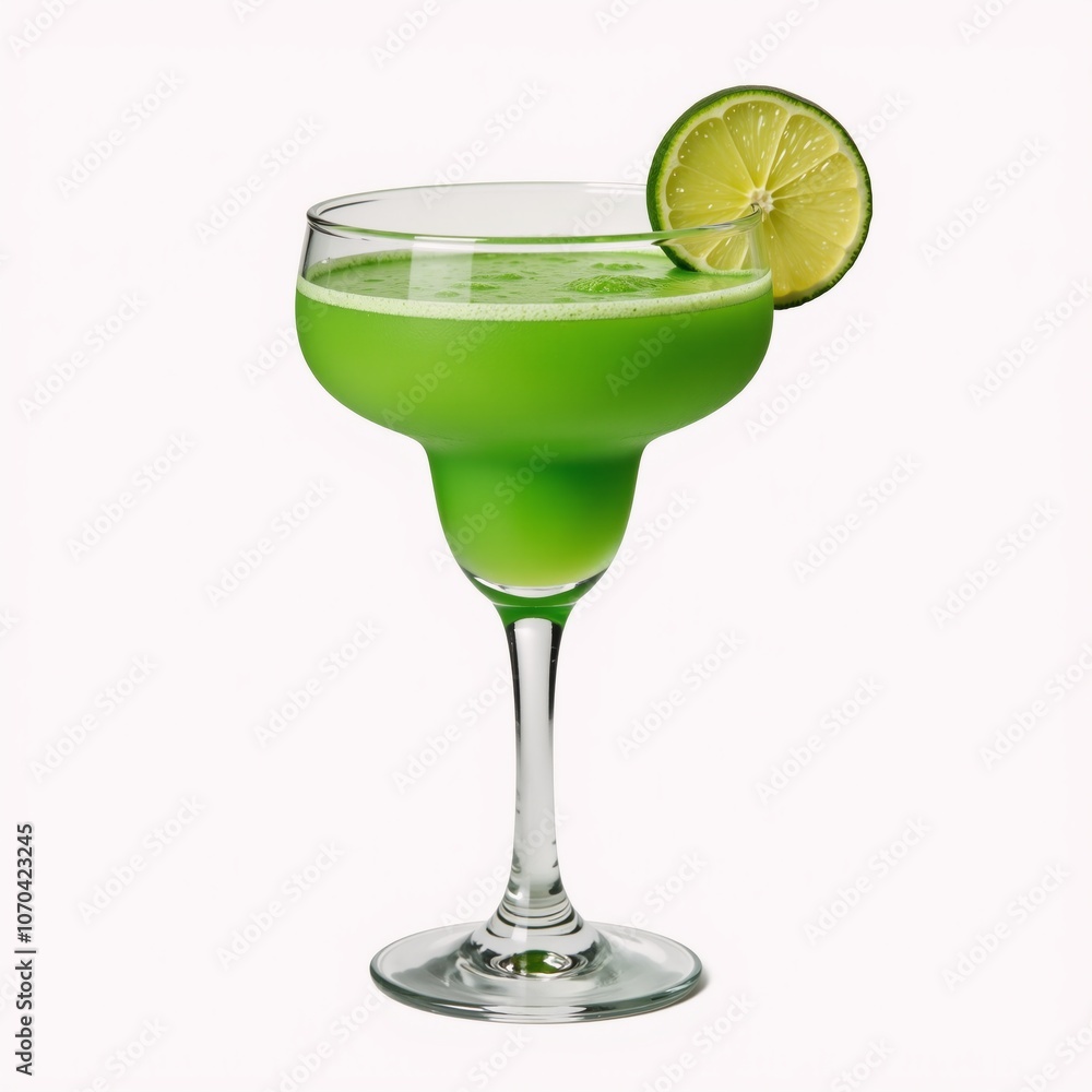 Hand-painted isolated green margarita cocktail illustration with vivid details suitable for menus and advertisements Hand-painted isolated green margarita cocktail illustration with vivid details suitable for menus and advertisements