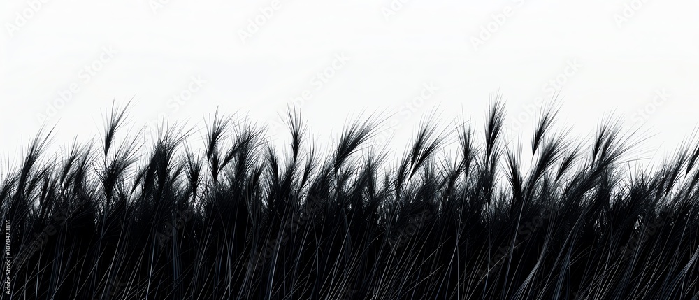 Fototapeta premium A rice plant silhouette, botanical element, 3D render, natural tones, isolated on white background