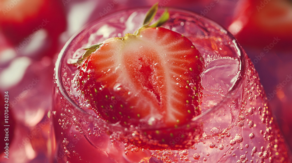 Close-up of a fruit slice in sparkling soda water with bubbles background macro photography Close-up of a fruit slice in sparkling soda water with bubbles background macro photography