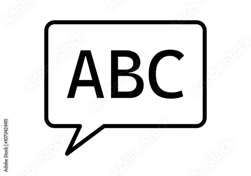 Icono negro de bocadillo de hablar con abc