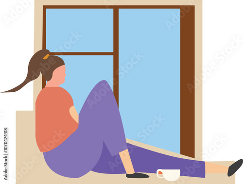 Woman At Home Activities Illustration Versi